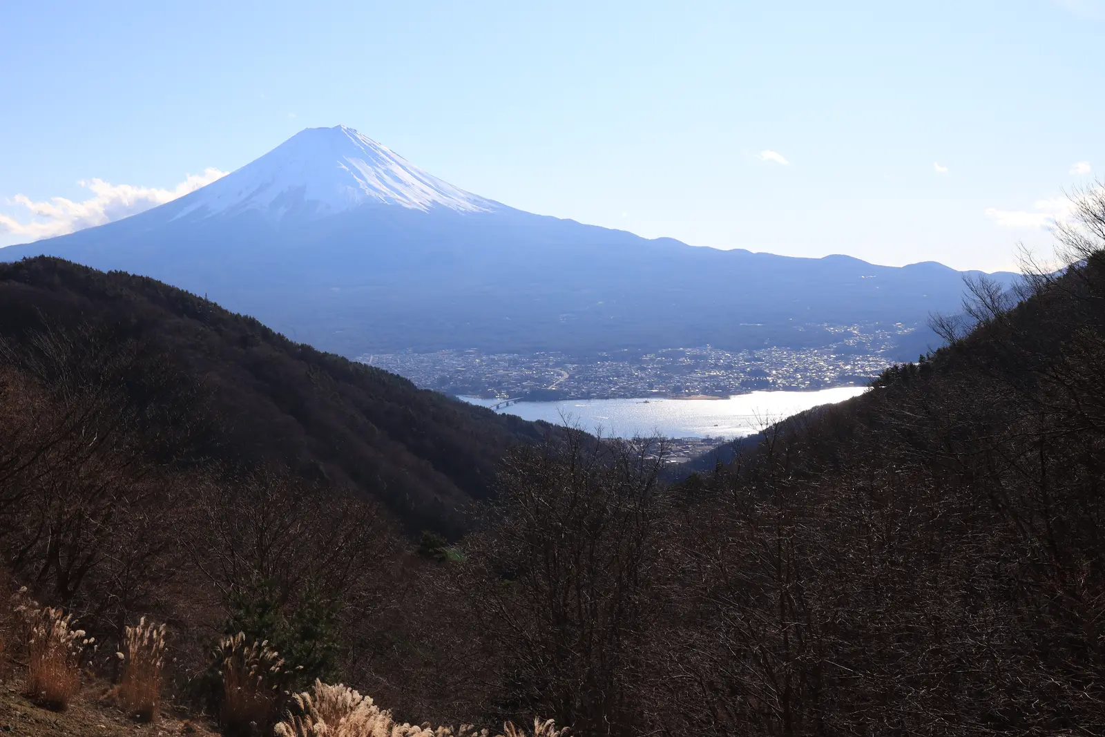 天下茶屋付近から望む河口湖と富士山